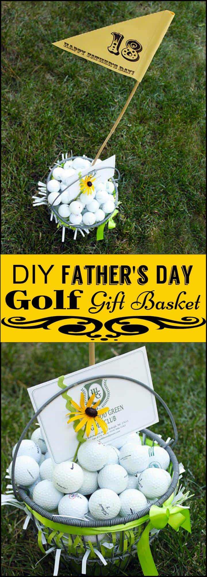 Canasta de regalo de golf para el día del padre de bricolaje